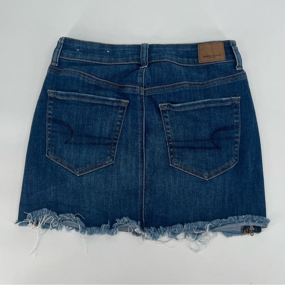 American Eagle Outfitters Stretch Rough Hem Jean Mini Skirt Size 4 Women’s - Picture 3 of 5